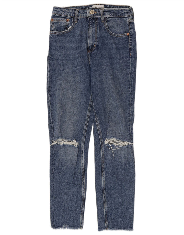 ZARA Womens Distressed Slim Jeans EU 36 XS W26 L26 Blue