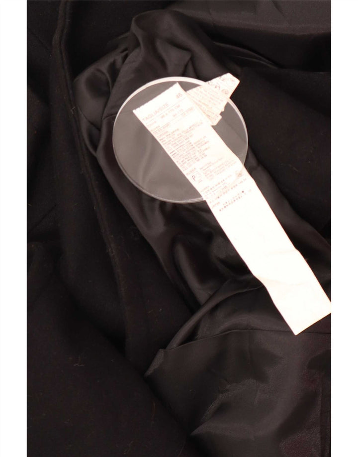 Benetton Womens Pea Coat IT 46 Large Black Wool
