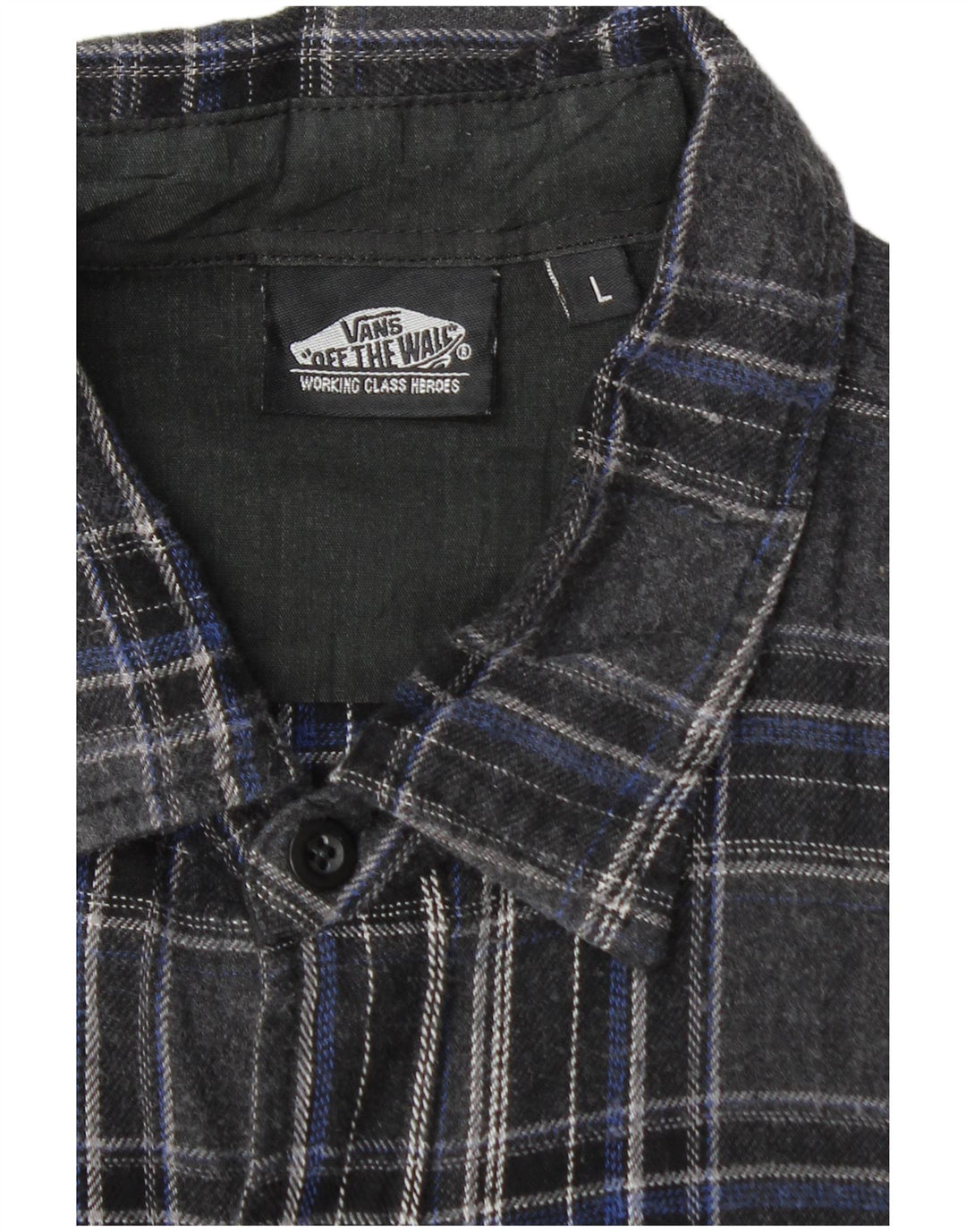Vans Mens Flannel Shirt Large Grey Check Cotton
