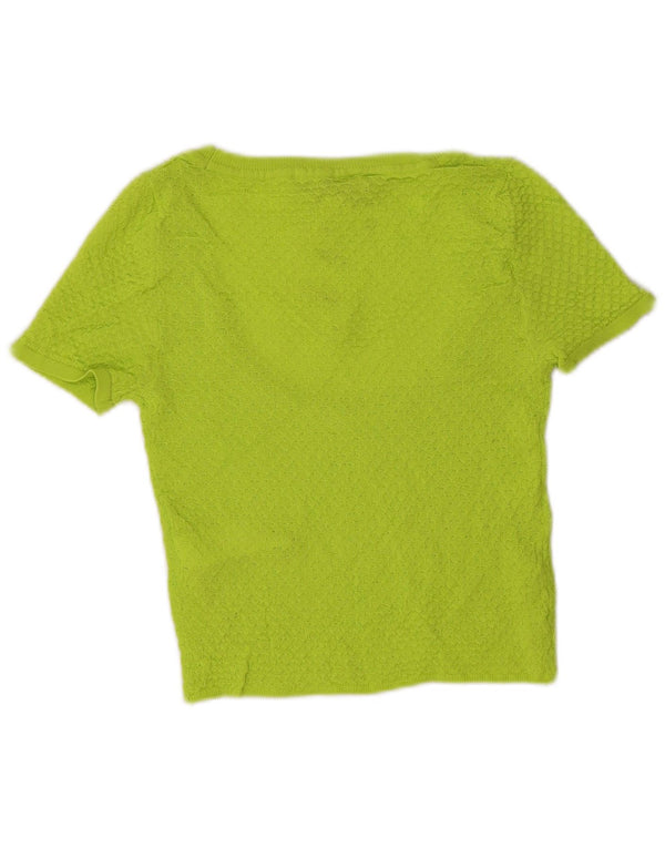 Zara Womens Crop Short Sleeve Boat Neck Jumper Sweater UK 8 Small Green
