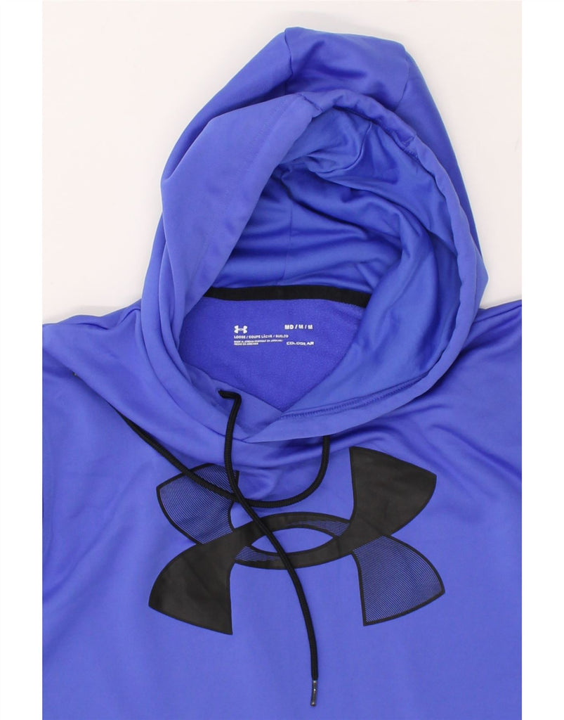 UNDER ARMOUR Mens Cold Gear Graphic Hoodie Jumper Medium Blue Polyester | Vintage Under Armour | Thrift | Second-Hand Under Armour | Used Clothing | Messina Hembry 