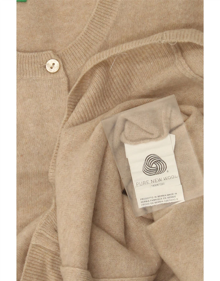 Benetton Womens Cardigan Sweater UK 12 Medium Beige New Wool