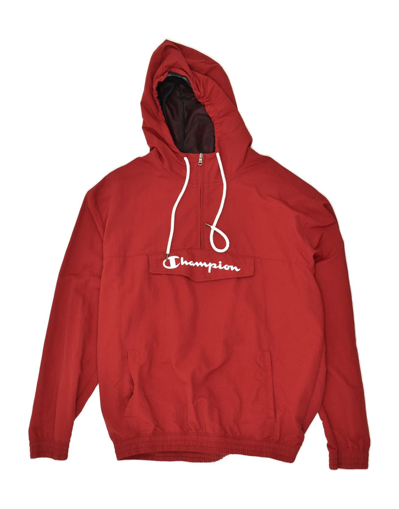 CHAMPION Mens Graphic Hooded Anorak Jacket UK 40 Large Red Polyamide | Vintage Champion | Thrift | Second-Hand Champion | Used Clothing | Messina Hembry 