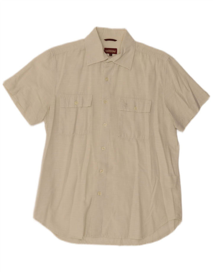 Carrera Mens Short Sleeve Shirt Medium Off White Cotton