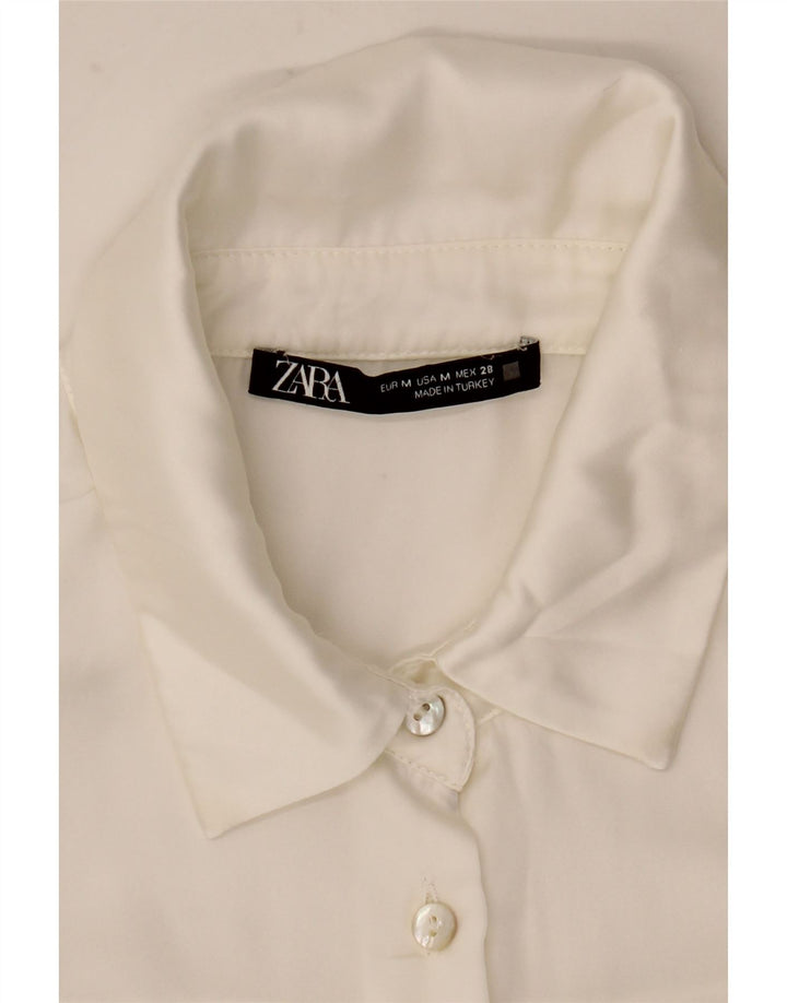 Zara Womens Shirt Blouse UK 14 Medium White Silk