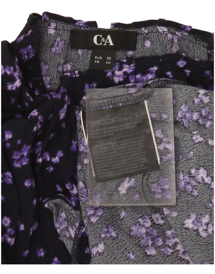 C&A Womens Blouse Top EU 38 Medium Purple Floral Viscose
