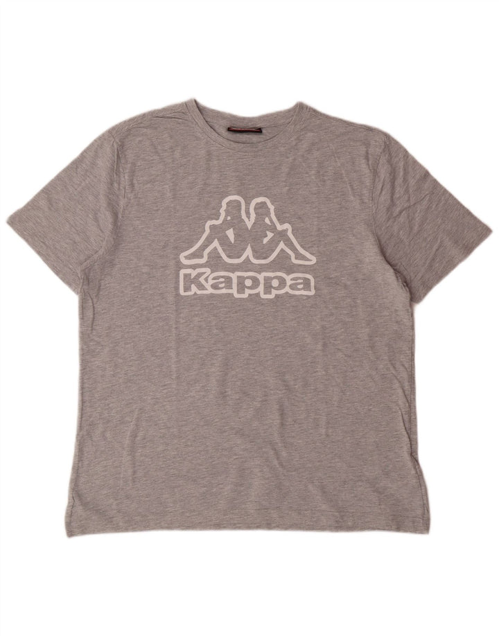 KAPPA Mens Graphic T-Shirt Top Large Grey Flecked Cotton