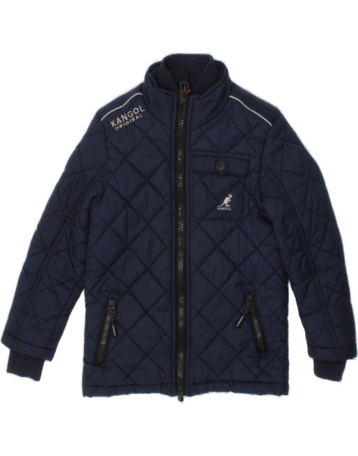 KANGOL Boys Graphic Quilted Jacket 6-7 Years Navy Blue Nylon Vintage Kangol and Second-Hand Kangol from Messina Hembry 