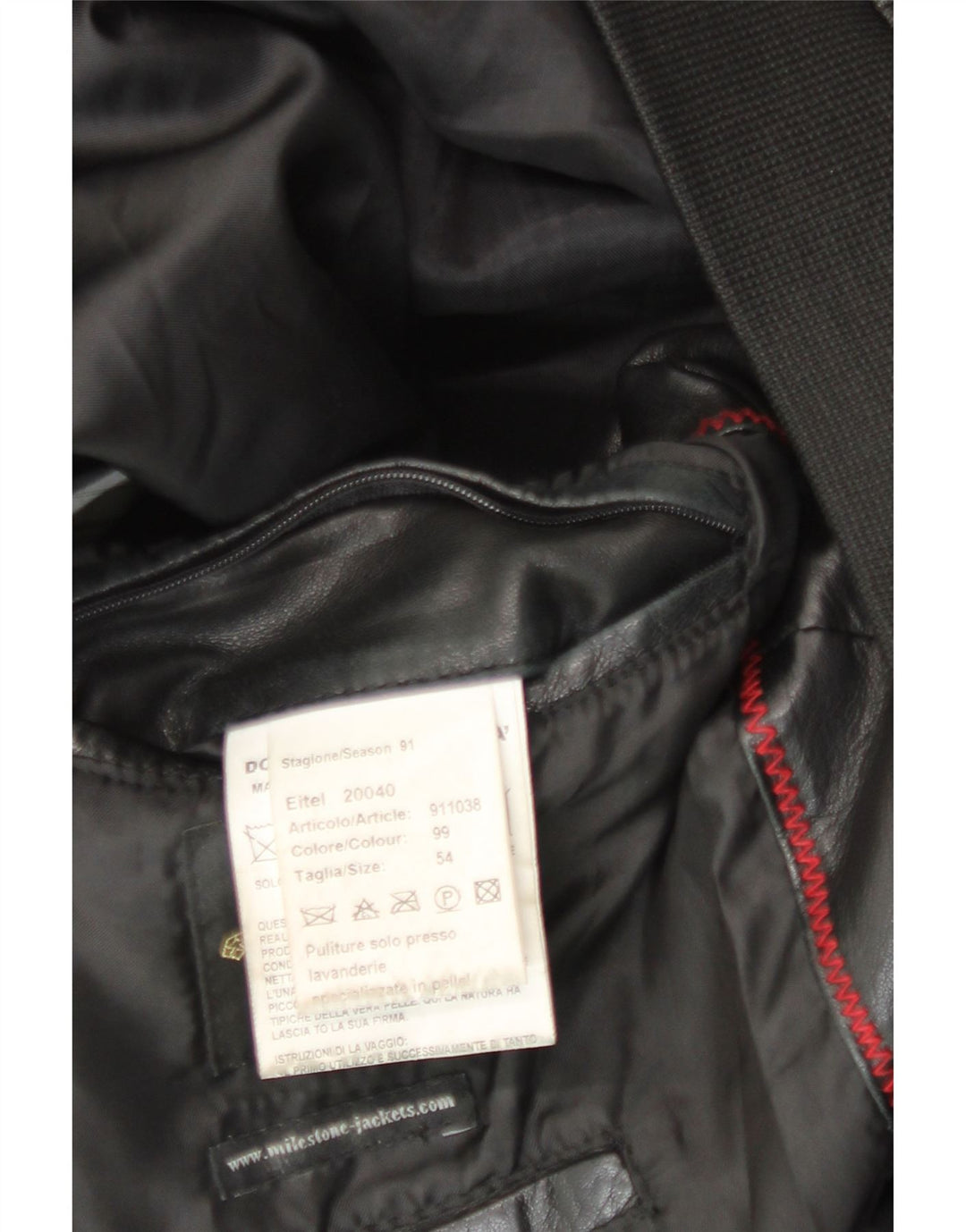 Milestone Mens Bomber Leather Jacket IT 54 2XL Black Leather