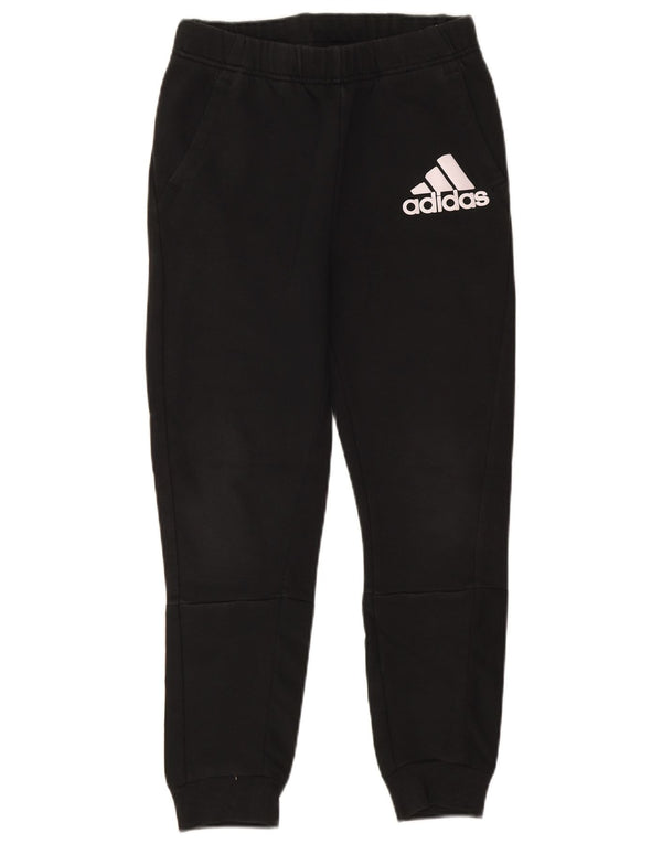 Adidas Boys Graphic Tracksuit Trousers Joggers 11-12 Years Black Cotton