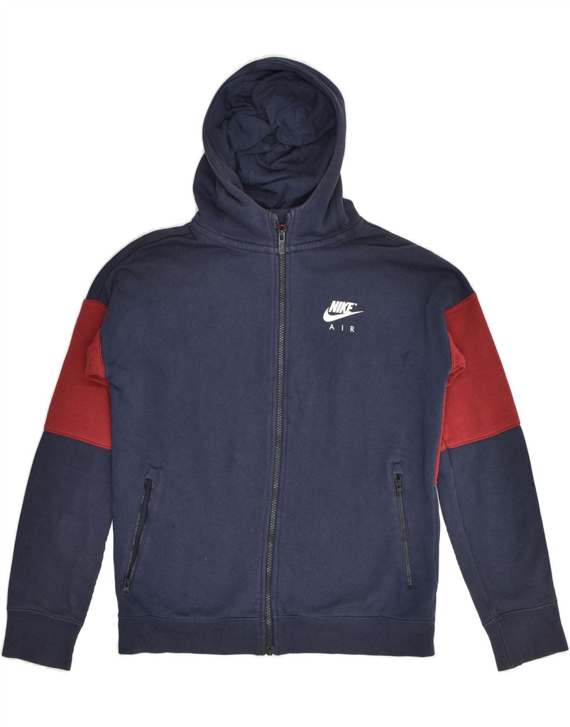 NIKE Boys Zip Hoodie Sweater 13-14 Years XL Navy Blue Colourblock Cotton | Vintage Nike | Thrift | Second-Hand Nike | Used Clothing | Messina Hembry 