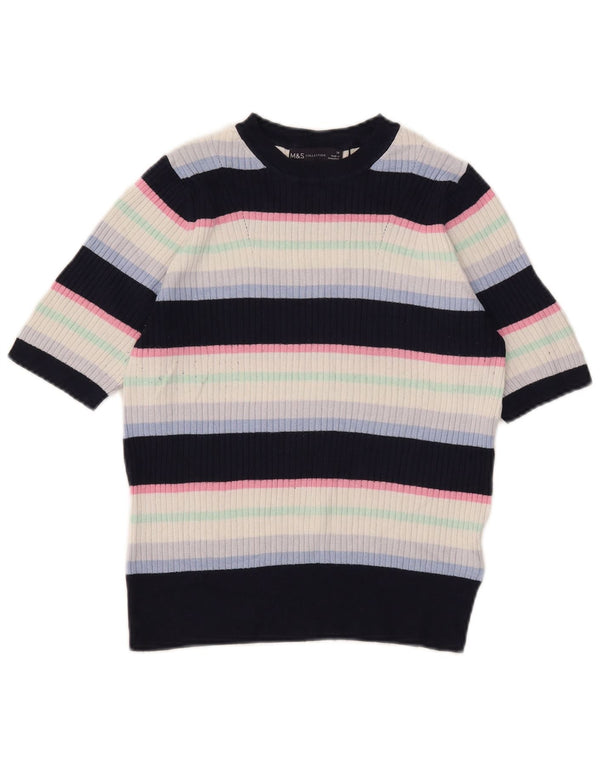 Marks & Spencer Womens Boat Neck Jumper Sweater UK 14 Medium Navy Blue