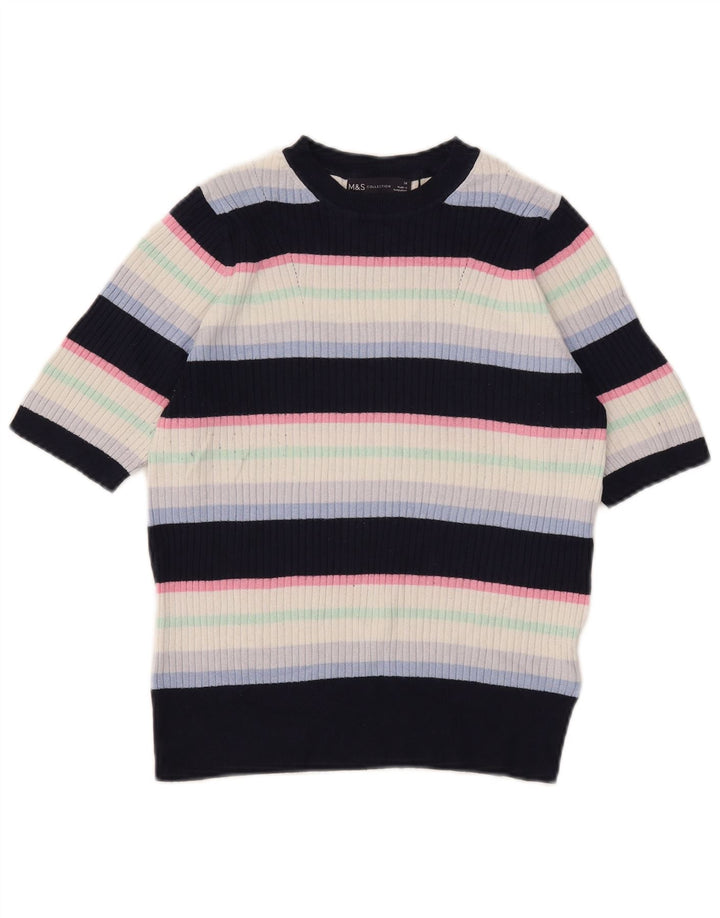 Marks & Spencer Womens Boat Neck Jumper Sweater UK 14 Medium Navy Blue