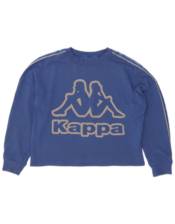 Kappa Womens Tezenis Crop Graphic Sweatshirt Jumper UK 14 Medium Blue