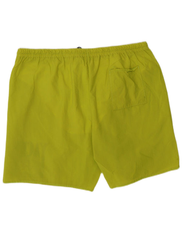 Vintage Mens Graphic Swimming Shorts 2XL Green Polyamide