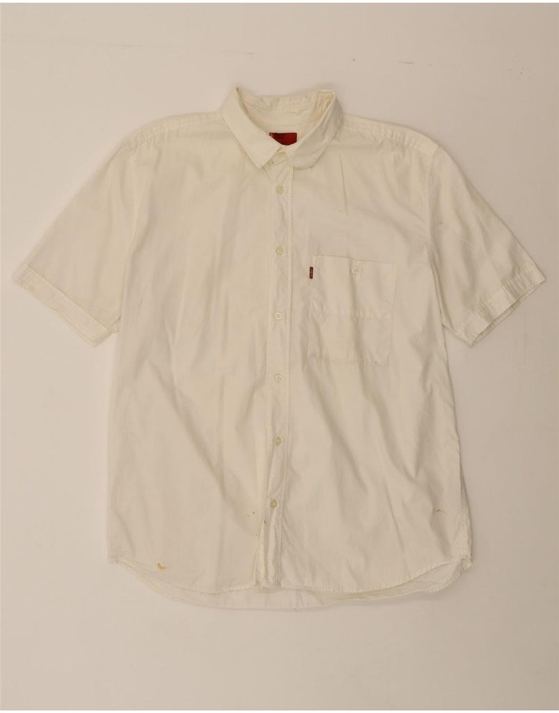 LEVI'S Mens Short Sleeve Shirt XL Off White Cotton Vintage Levi's and Second-Hand Levi's from Messina Hembry 