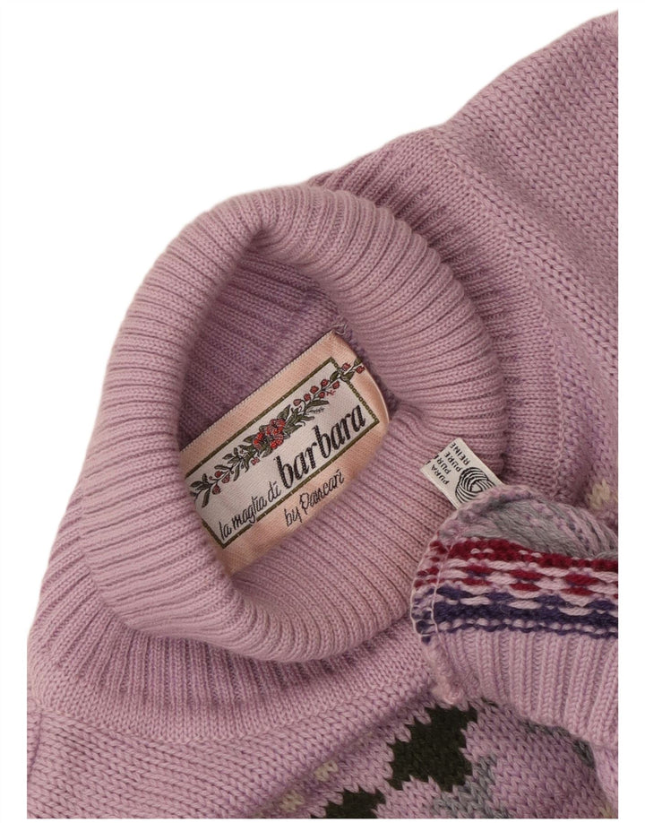 Barbara Womens Roll Neck Jumper Sweater UK 14 Medium Purple Fair Isle