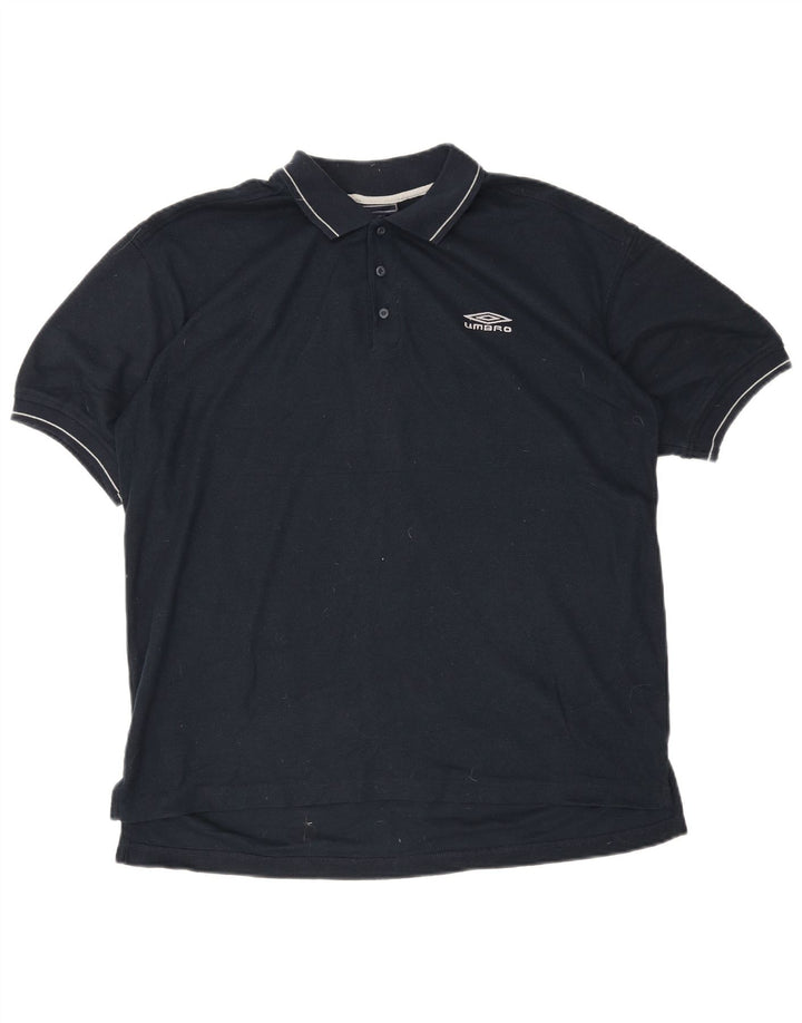 Umbro Mens Polo Shirt Large Navy Blue Polyester