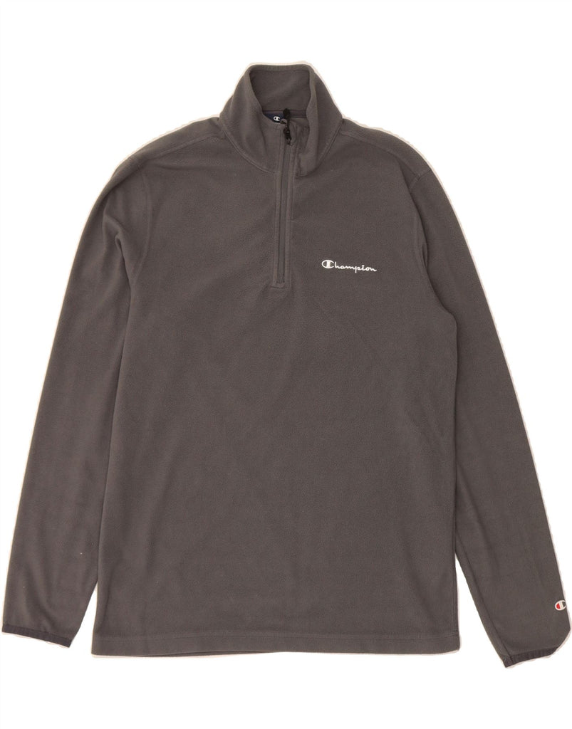 CHAMPION Mens Zip Neck Fleece Jumper Large Grey Polyester Vintage Champion and Second-Hand Champion from Messina Hembry 