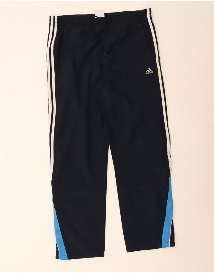 Adidas Mens Tracksuit Trousers Large Navy Blue Colourblock Polyester