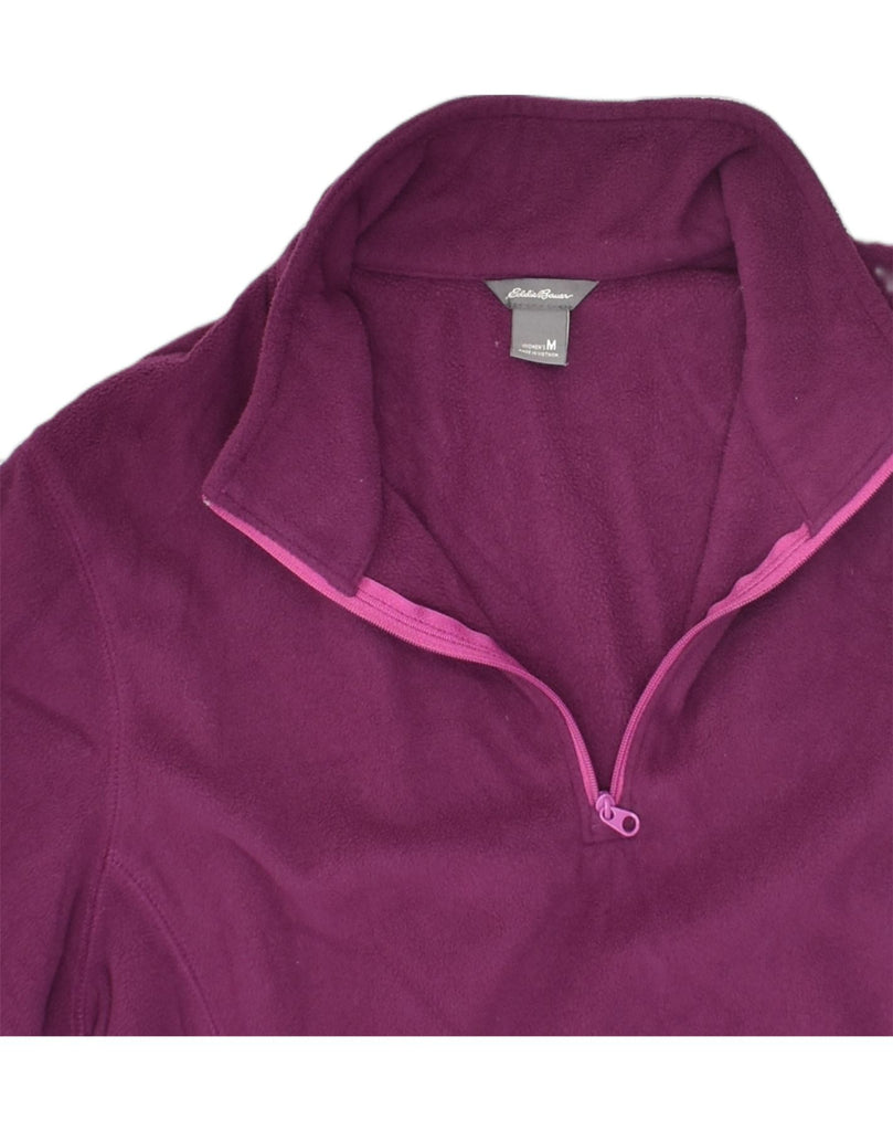 EDDIE BAUER Womens Zip Neck Fleece Jumper UK 14 Medium Purple Polyester | Vintage Eddie Bauer | Thrift | Second-Hand Eddie Bauer | Used Clothing | Messina Hembry 