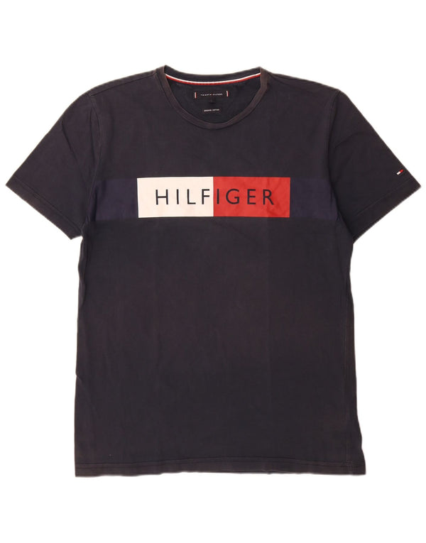 Tommy Hilfiger Mens Graphic T-Shirt Top Large Navy Blue Cotton