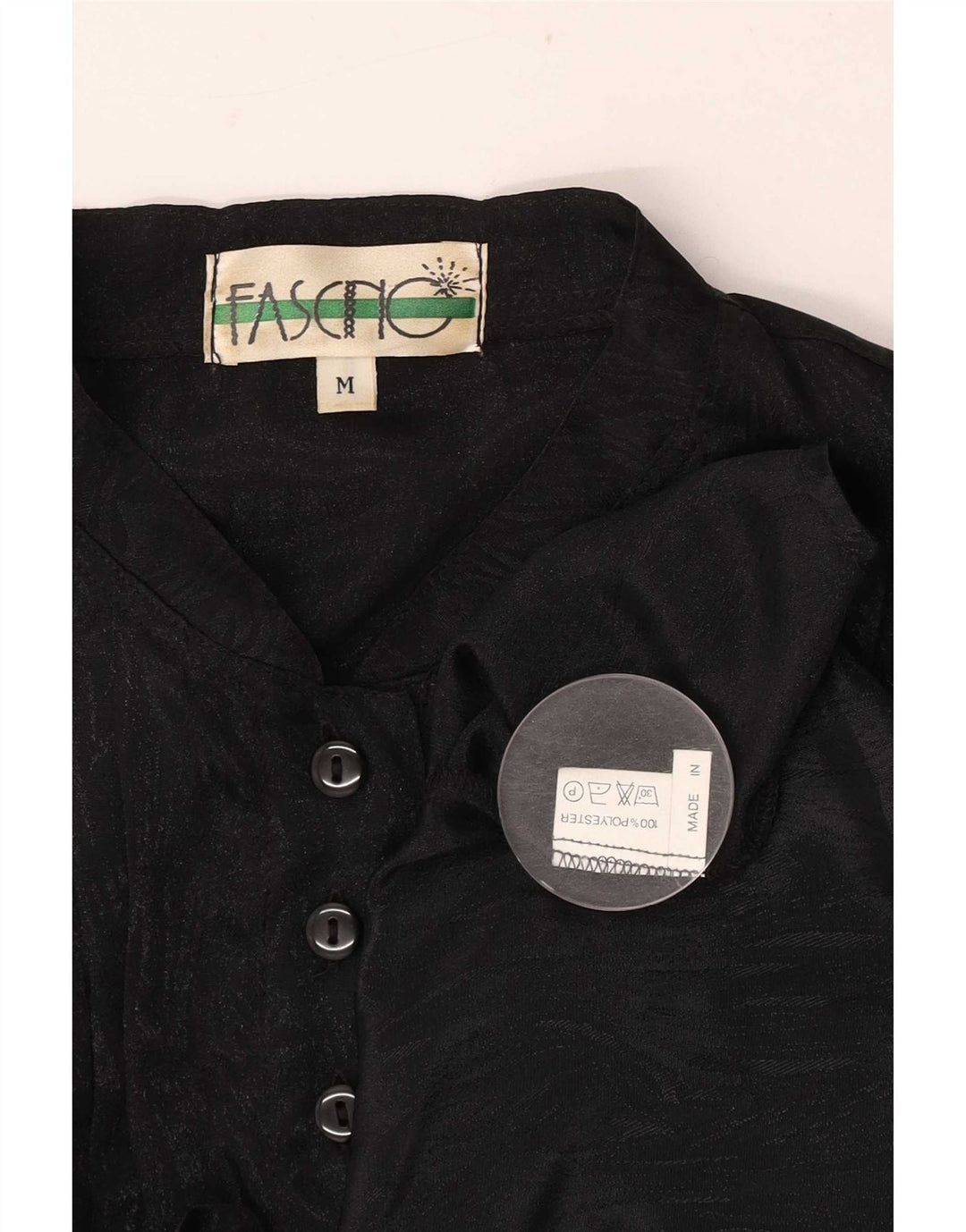 Fascino Womens Shirt Blouse UK 14 Medium Black Animal Print Polyester