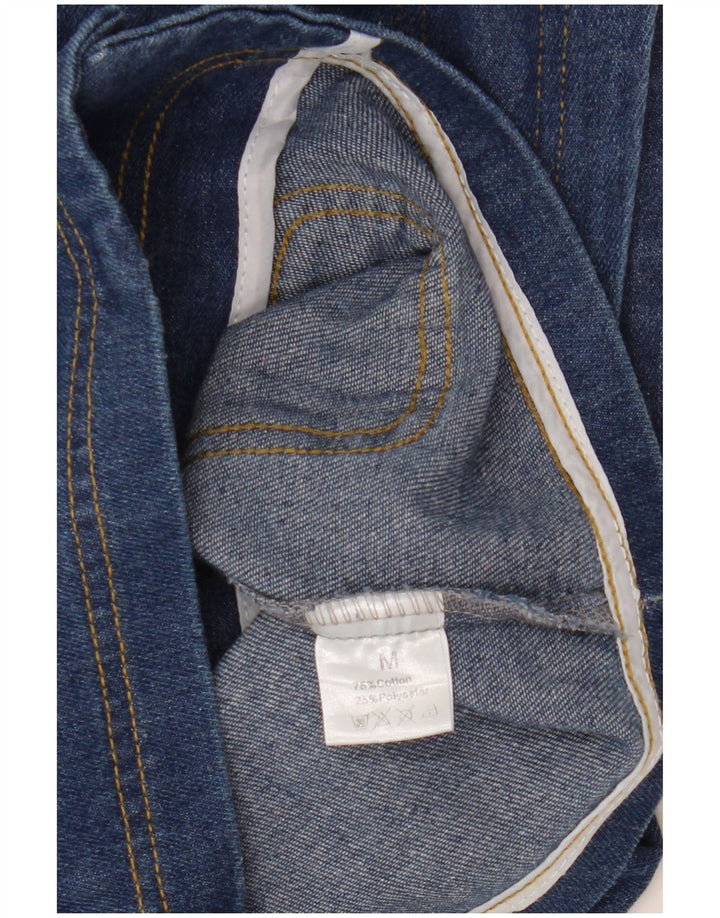 Vintage Womens Crop Denim Gilet UK 14 Medium Navy Blue Cotton