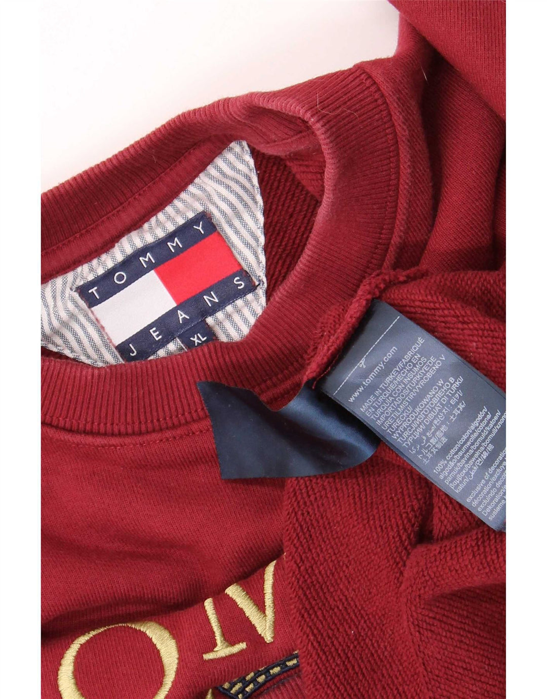 Tommy Hilfiger Mens Graphic Sweatshirt Jumper XL Maroon Cotton