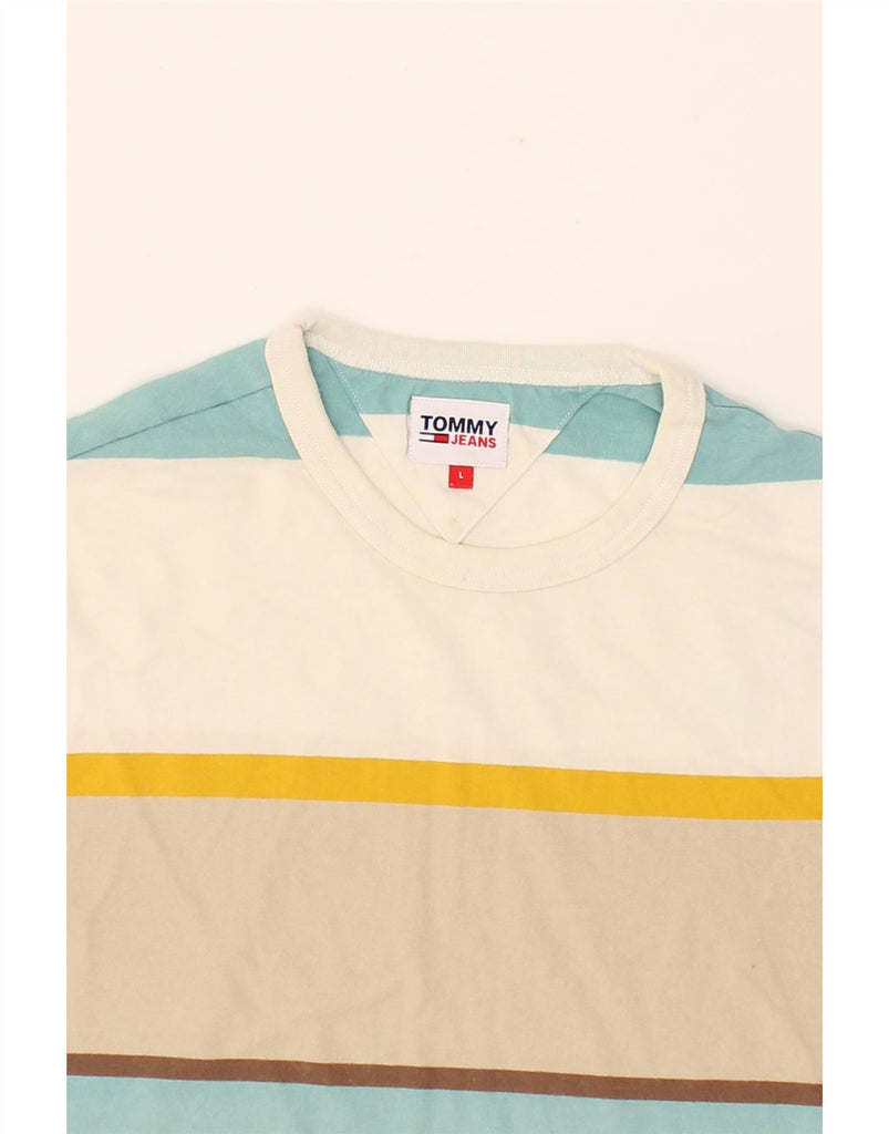 TOMMY HILFIGER Mens T-Shirt Top Large Multicoloured Striped Cotton Vintage Tommy Hilfiger and Second-Hand Tommy Hilfiger from Messina Hembry 