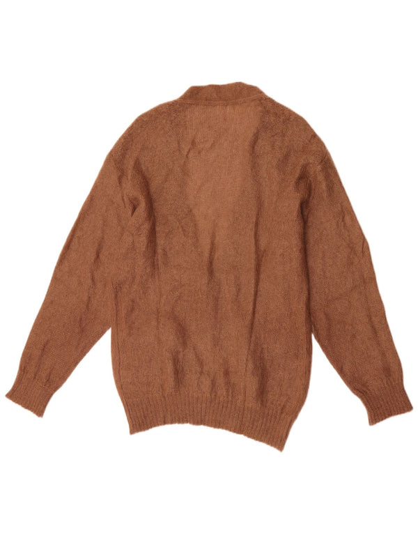 Vintage Womens Cardigan Sweater IT 46 Large Brown Floral Mohair