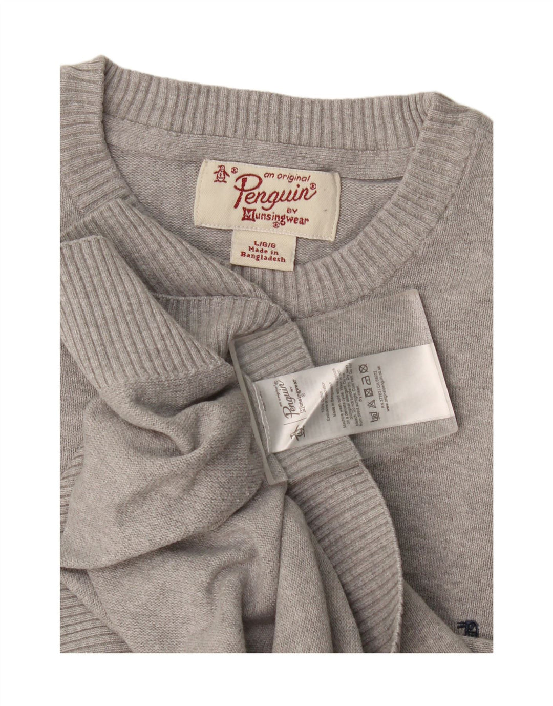Penguin Mens Crew Neck Jumper Sweater Large Grey Flecked Cotton