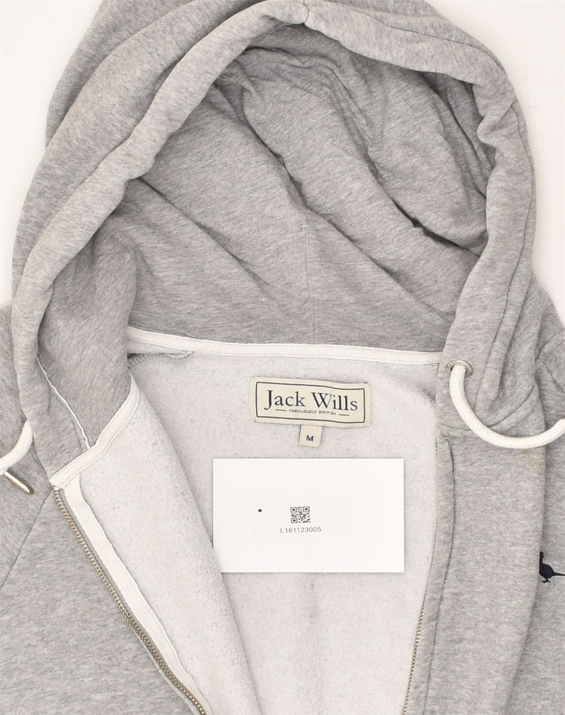 JACK WILLS Womens Zip Hoodie Sweater UK 12 Medium Grey Cotton | Vintage Jack Wills | Thrift | Second-Hand Jack Wills | Used Clothing | Messina Hembry 