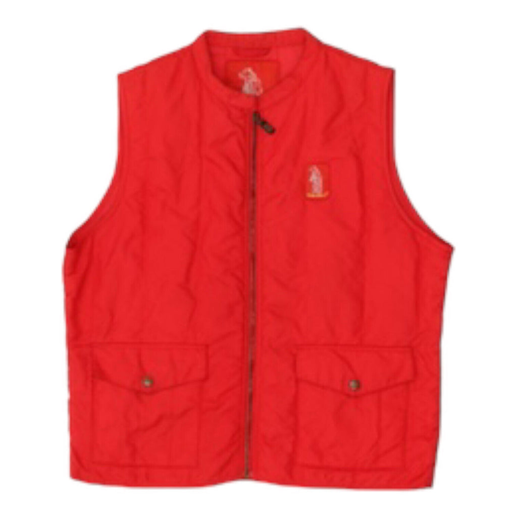 Refrigue Mens Red Quilted Gilet | Vintage Designer Sleeveless Vest Jacket VTG | Vintage Messina Hembry | Thrift | Second-Hand Messina Hembry | Used Clothing | Messina Hembry 