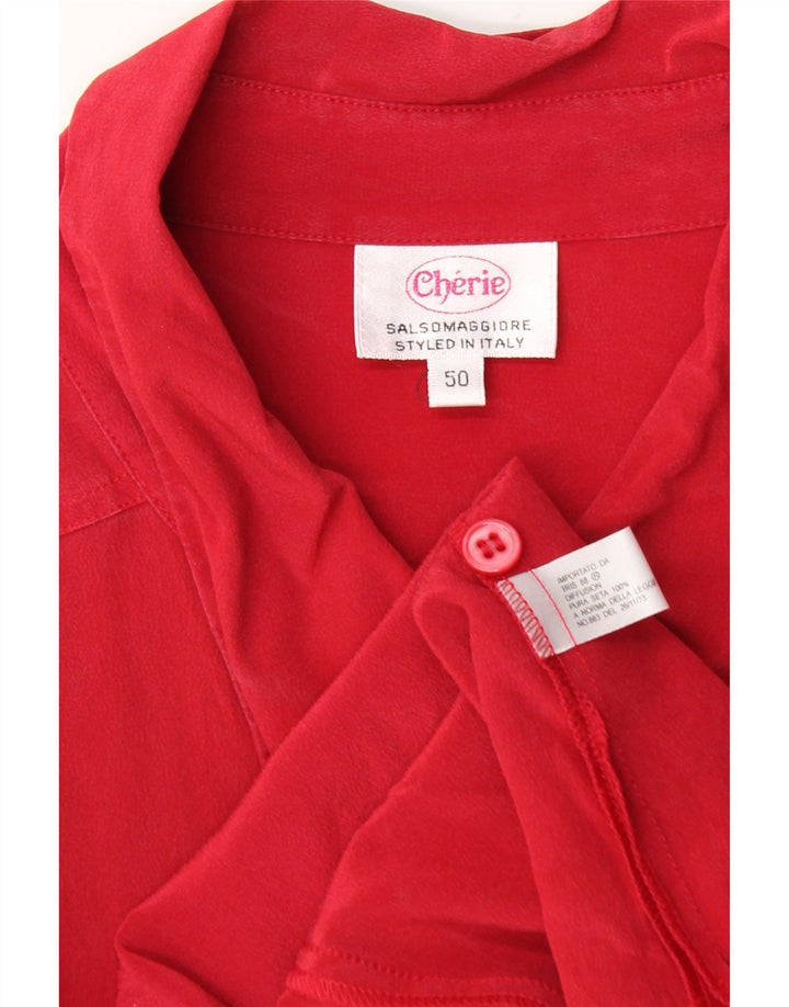 cherie Womens Shirt Blouse IT 50 XL Red Silk