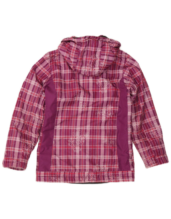 Brugi Girls Hooded Windbreaker Jacket 11-12 Years Purple Check Polyester