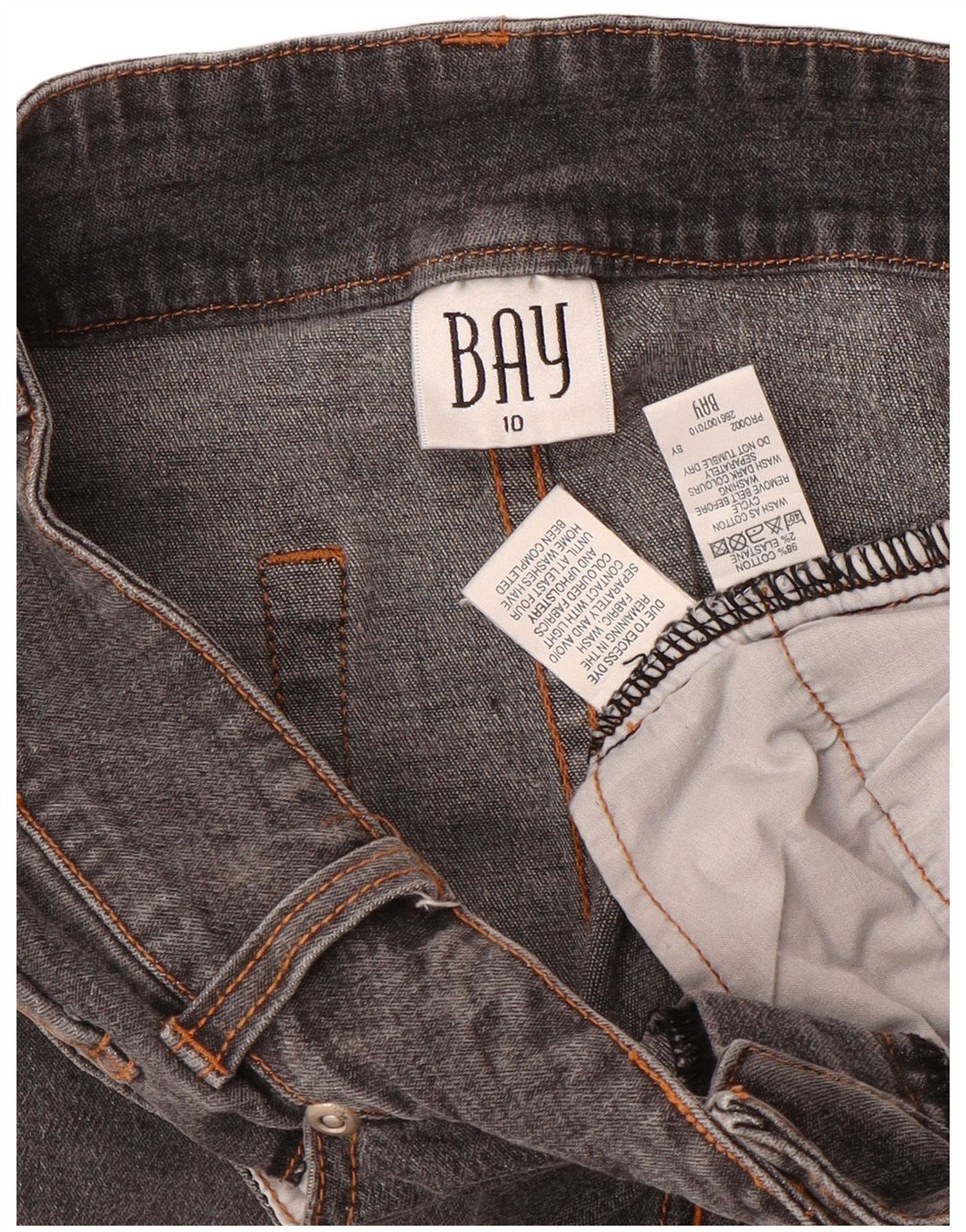 Bay Womens Mini Denim Skirt UK 10 Small W28  Grey Cotton