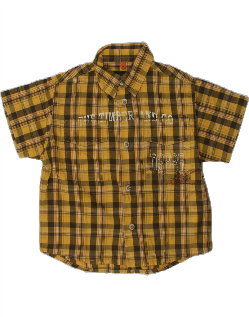 TIMBERLAND Baby Boys Short Sleeve Shirt 9-12 Months Yellow Check Cotton | Vintage Timberland | Thrift | Second-Hand Timberland | Used Clothing | Messina Hembry 