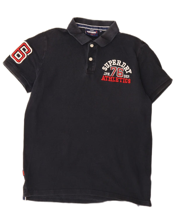 Superdry Mens Graphic Rugby Polo Shirt Large Navy Blue Cotton