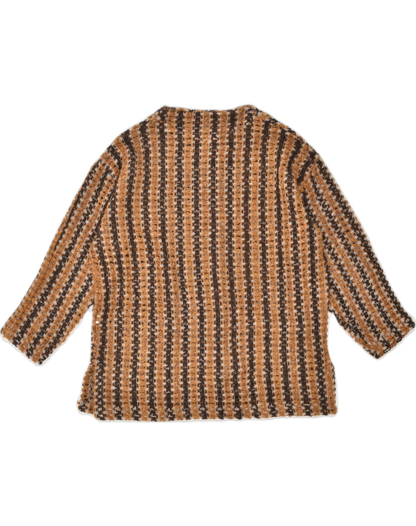 VINTAGE Womens Crew Neck Jumper Sweater UK 16 Large Brown Striped Wool | Vintage Vintage | Thrift | Second-Hand Vintage | Used Clothing | Messina Hembry 