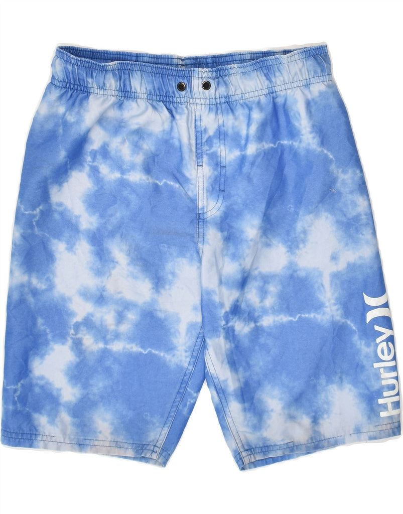 HURLEY Boys Graphic Sport Shorts 11-12 Years Large Blue Tie Dye Polyester | Vintage Hurley | Thrift | Second-Hand Hurley | Used Clothing | Messina Hembry 