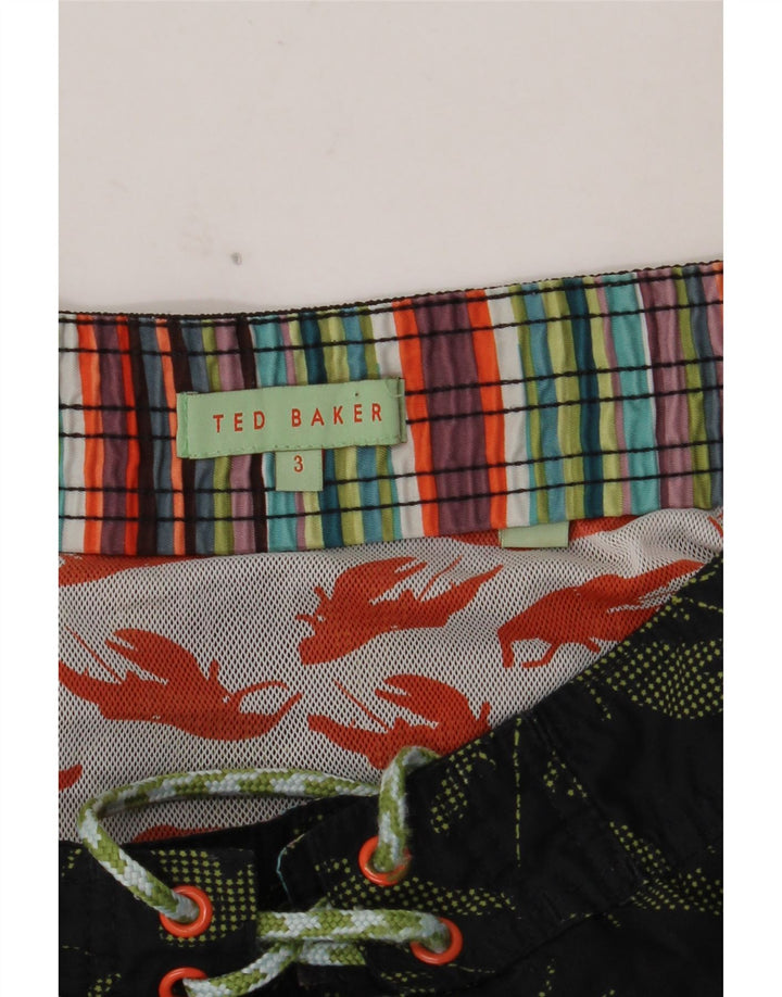 Ted Baker Mens Abstract Pattern Swimming Shorts Size 3 Medium Black
