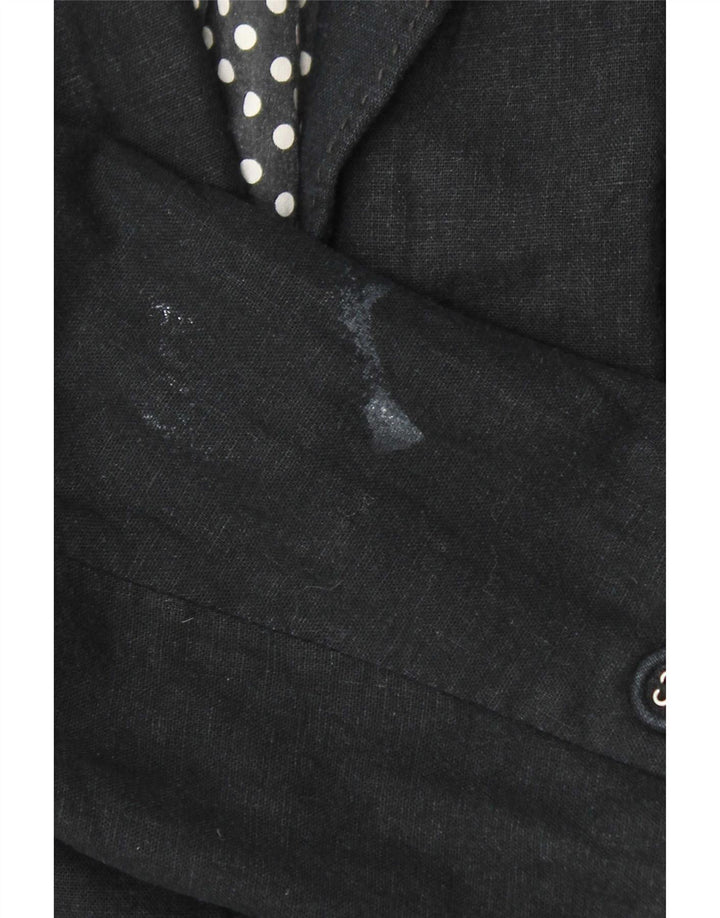 Marks & Spencer Womens 3 Button Blazer Jacket UK 16 Large Grey Linen