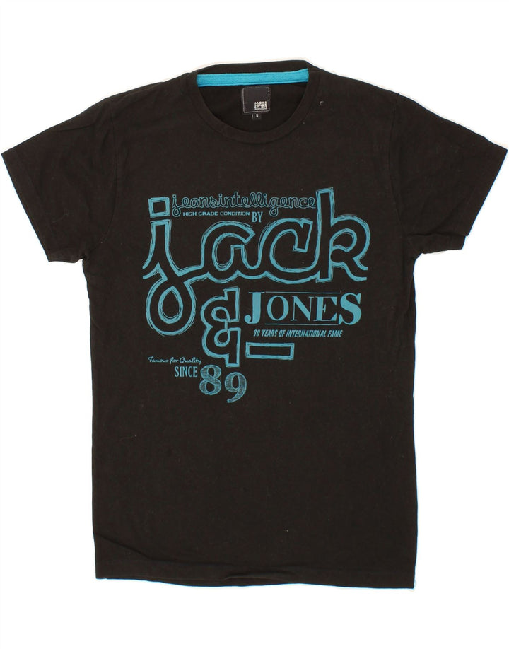 JACK & JONES Mens Graphic T-Shirt Top Small Black Cotton Vintage Jack & Jones and Second-Hand Jack & Jones from Messina Hembry 