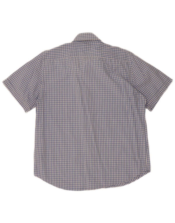 Marina Yachting Mens Short Sleeve Shirt Size 42 Large Blue Gingham Cotton
