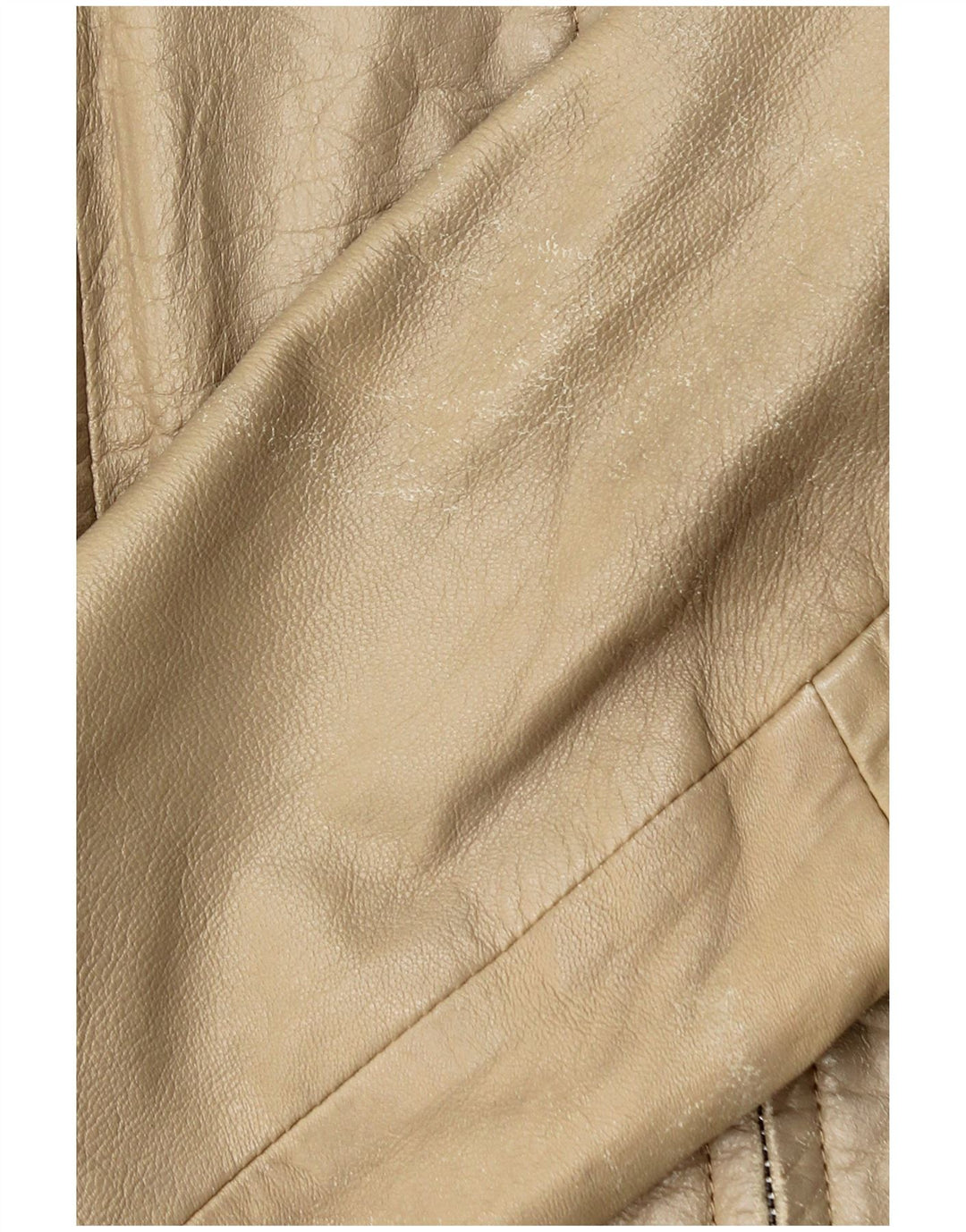 Zara Womens Crop Leather Jacket UK 14 Large Beige Leather