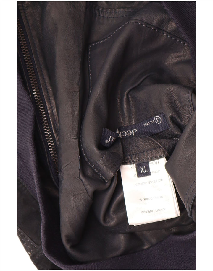 Jeckerson Womens Suede Bomber Jacket UK 18 XL Navy Blue
