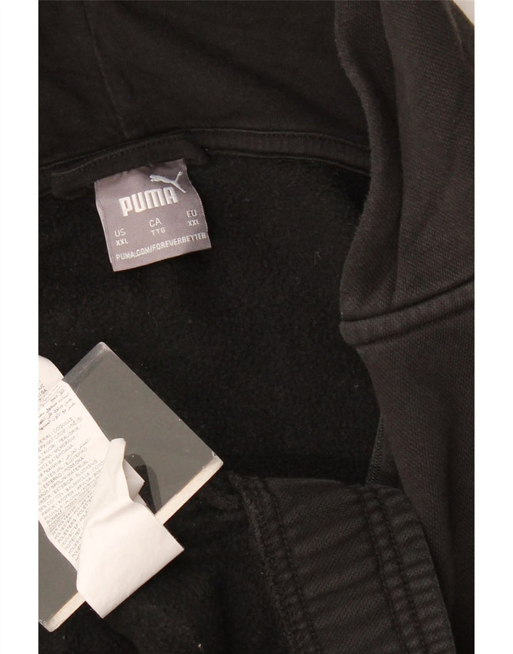 PUMA Mens Zip Hoodie Sweater 2XL Black Colourblock Cotton