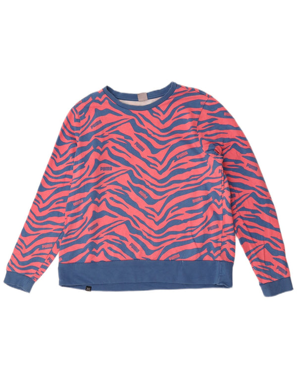 Puma Womens Graphic Sweatshirt Jumper UK 18 XL Blue Animal Print Cotton