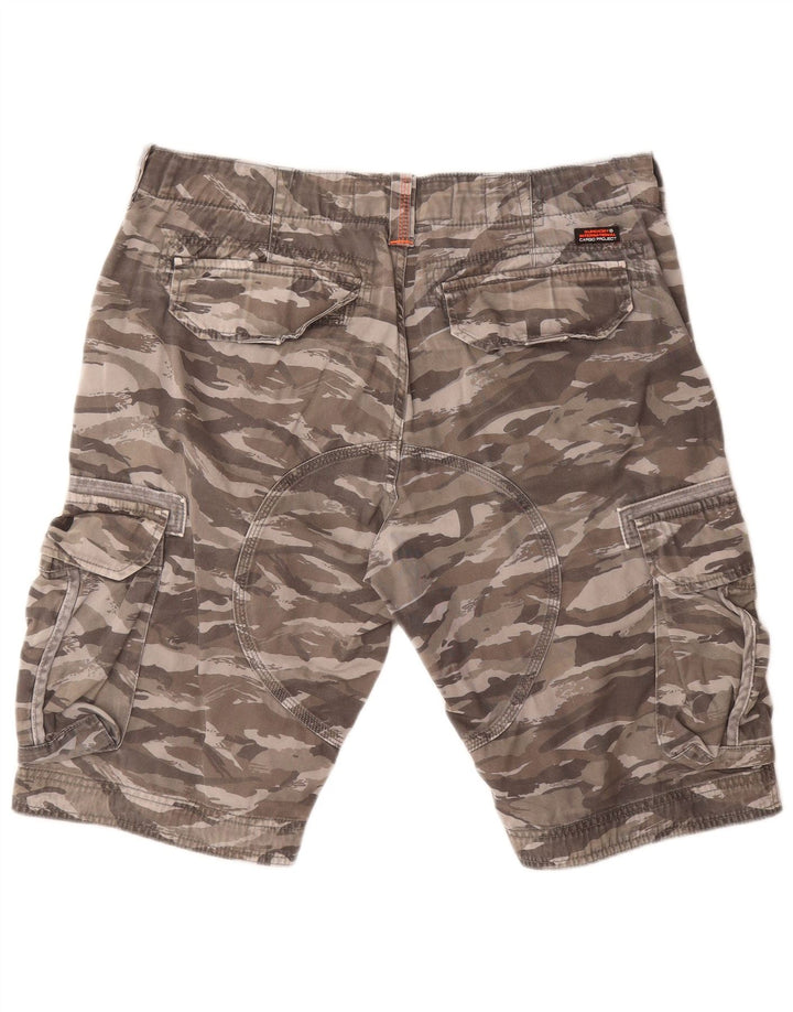 Superdry Mens Cargo Shorts Large W36 Grey Camouflage Cotton